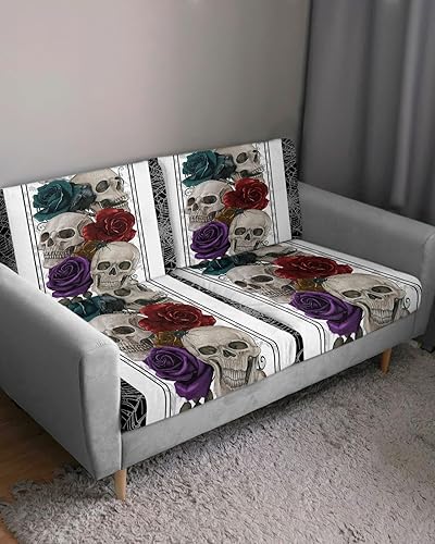 Miniatura 3 de Fundas de cojín para sofá de Halloween de bienvenida, funda protectora de muebles de sofá con cuerda de amarre, suave y antideslizante para silla,