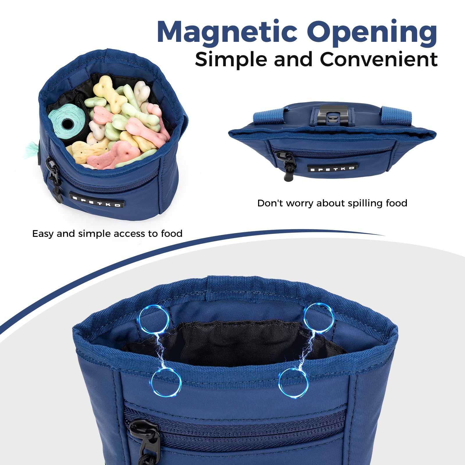 EPETKO Dog Treat Bag,Powerful Magnetic Closure Device Dog Treat Pouch - Image 3