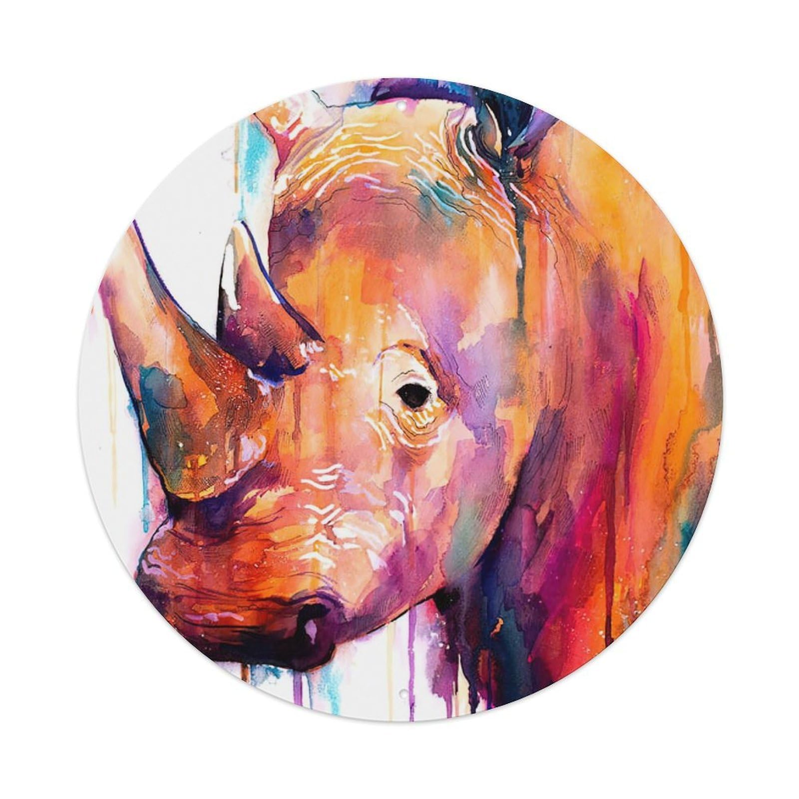 Animal Artwork Colorful Rhino Metal Tin Sign