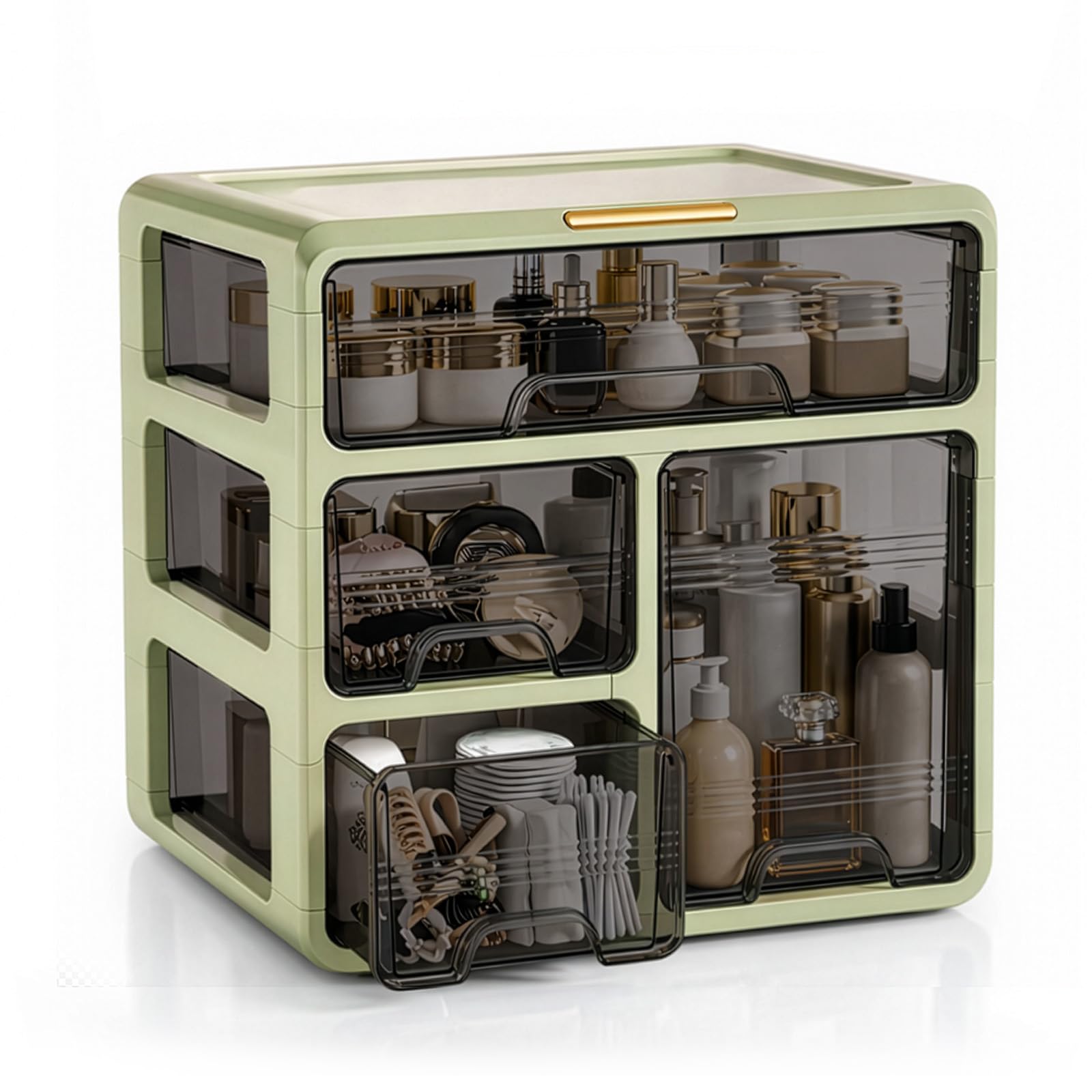 GreenWhim Desktop Storage Drawer Organizer Small Office Supplies Filing Tidy Storage Shelf Makeup Container Jewellery Box Storage Cabinet with 4 Drawers