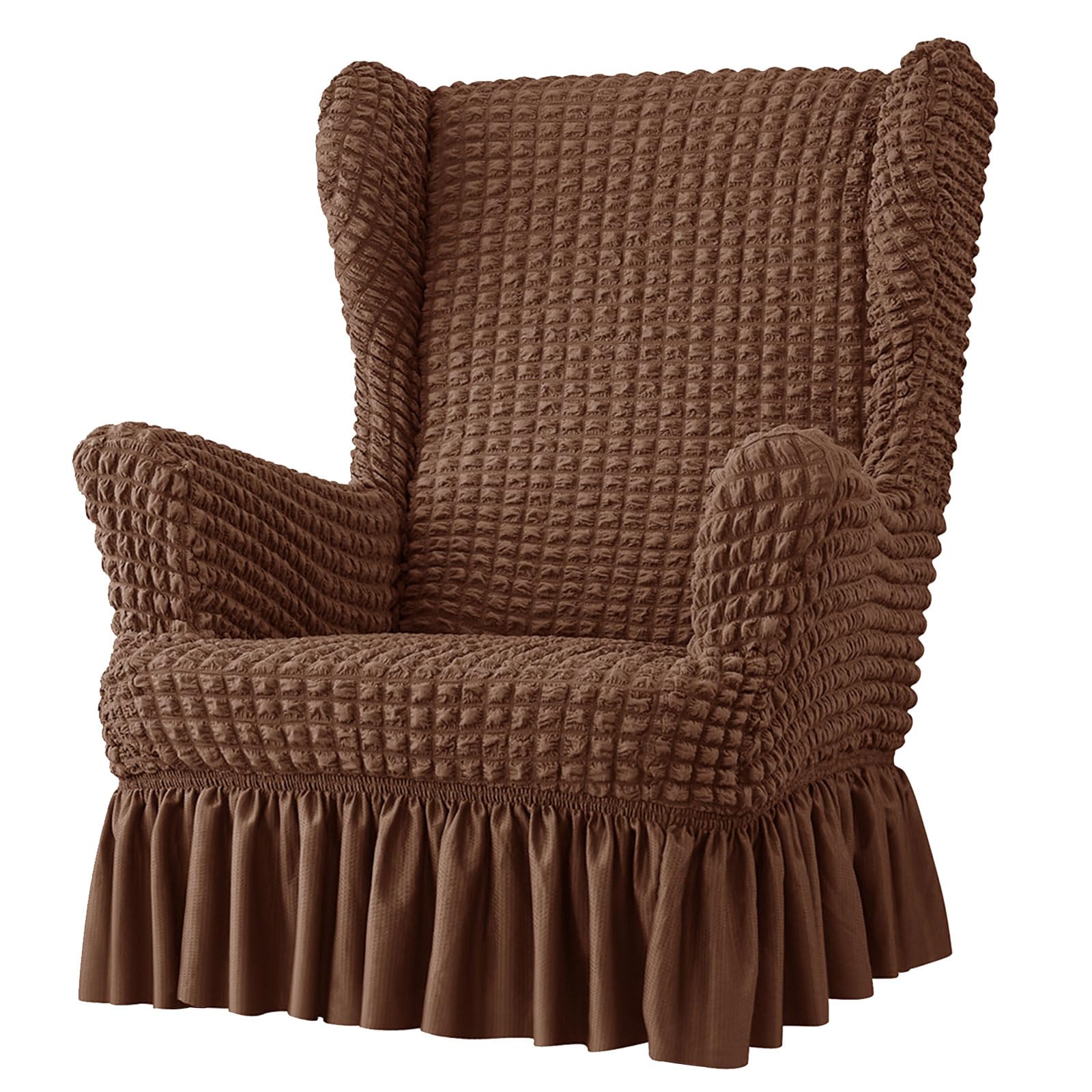 CRFFZ Stretches Wingbacks Chair Slipcover, Wing Chair Covers with Skirt Soft Wing Back Covers with Arm with Elastic Bottom Removable Slipcover