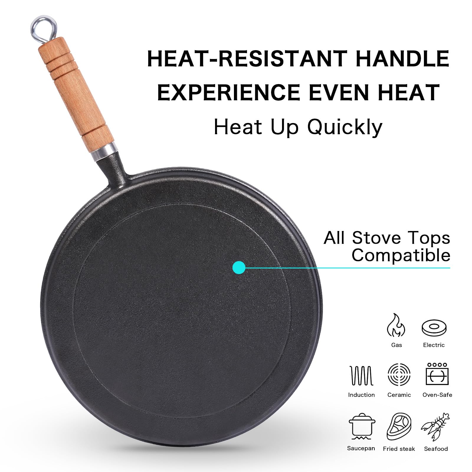 Cast Iron Crepe Pan - Perfect for Crepes & More -4