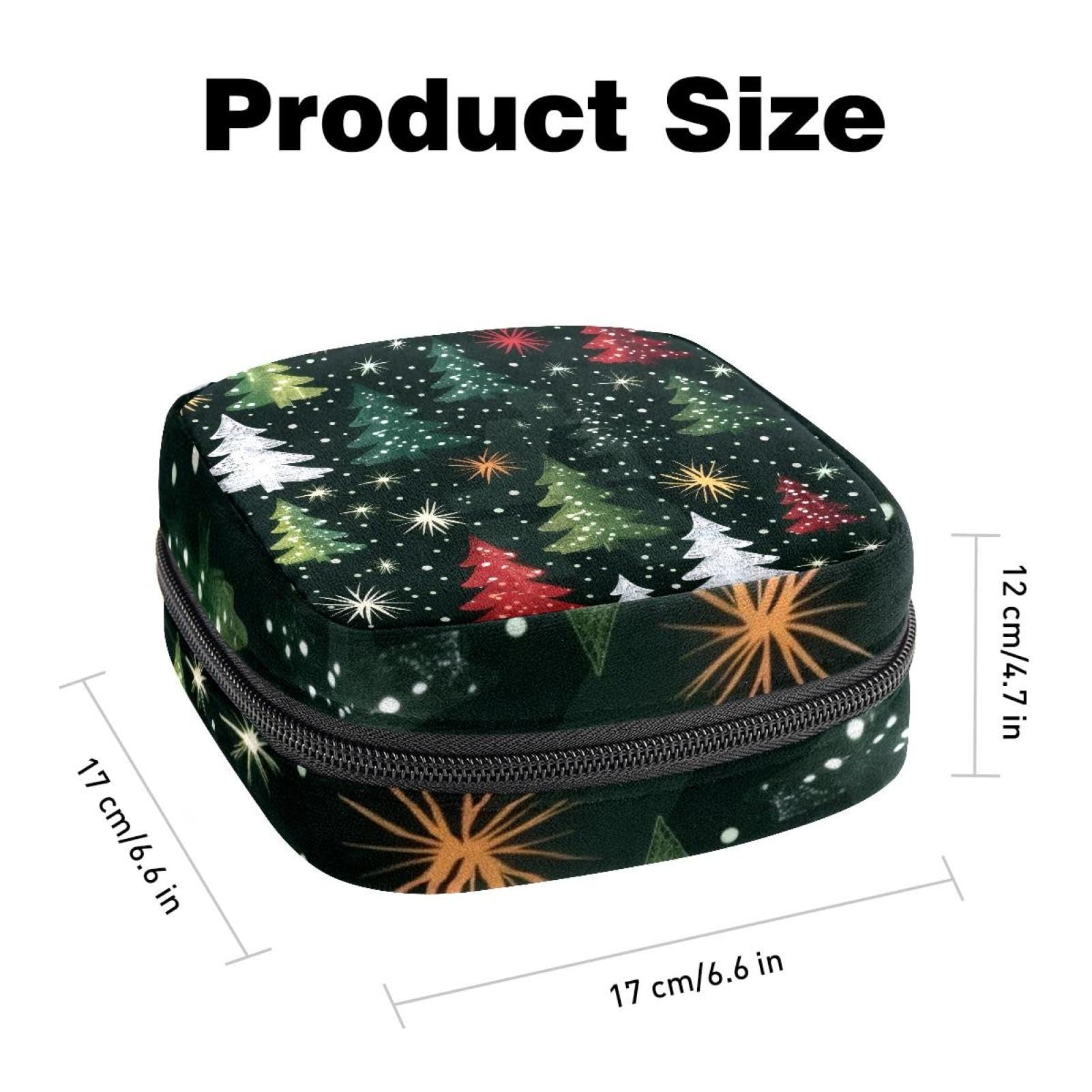 Period Bags for School, Sanitary Napkin Storage Bag for Feminine Pads, Snowflake Merry Christmas Tree Ladies Menstrual Cup Pouch Sanitary Pads Organizer