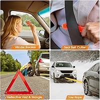 Vista 6 de Emergency Car Kit,Roadside Emergency Tool Kit for Vehicle Truck with Air Compressor Jumper Cable First Aid Kit,Winter Auto Road Side Kit Women Men