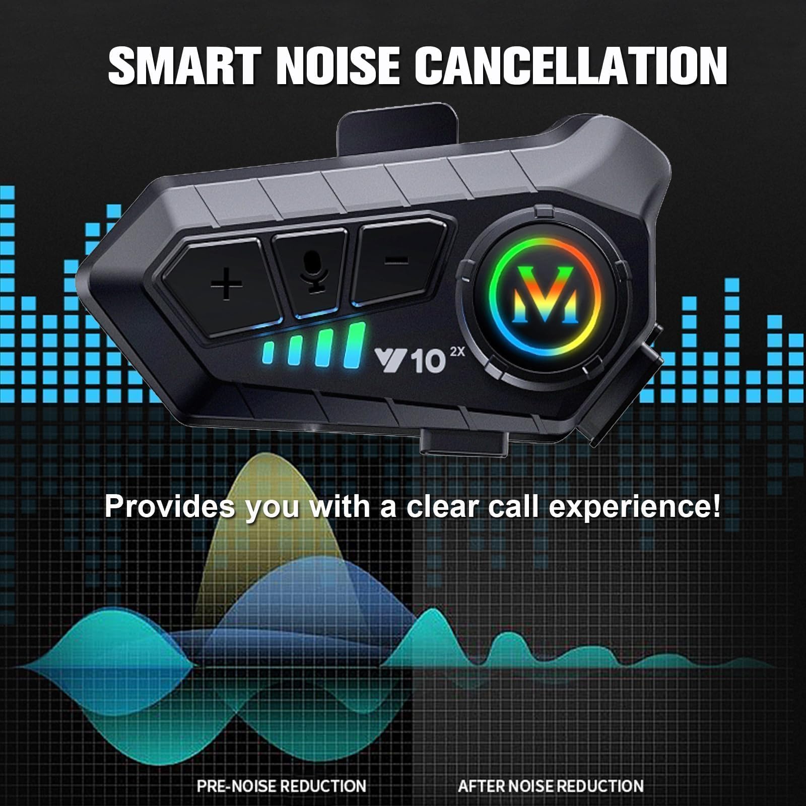 Juego de 2 auriculares Bluetooth para casco con micrófono, impermeables, con cancelación de ruido, inalámbricos, sistema de comunicación, auriculares Bluetooth para casco