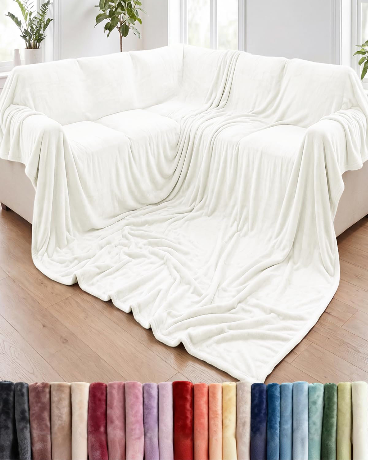 Fleece Blanket Oversized King - Ultra-Soft Flannel Fleece Blanket - Ivory
