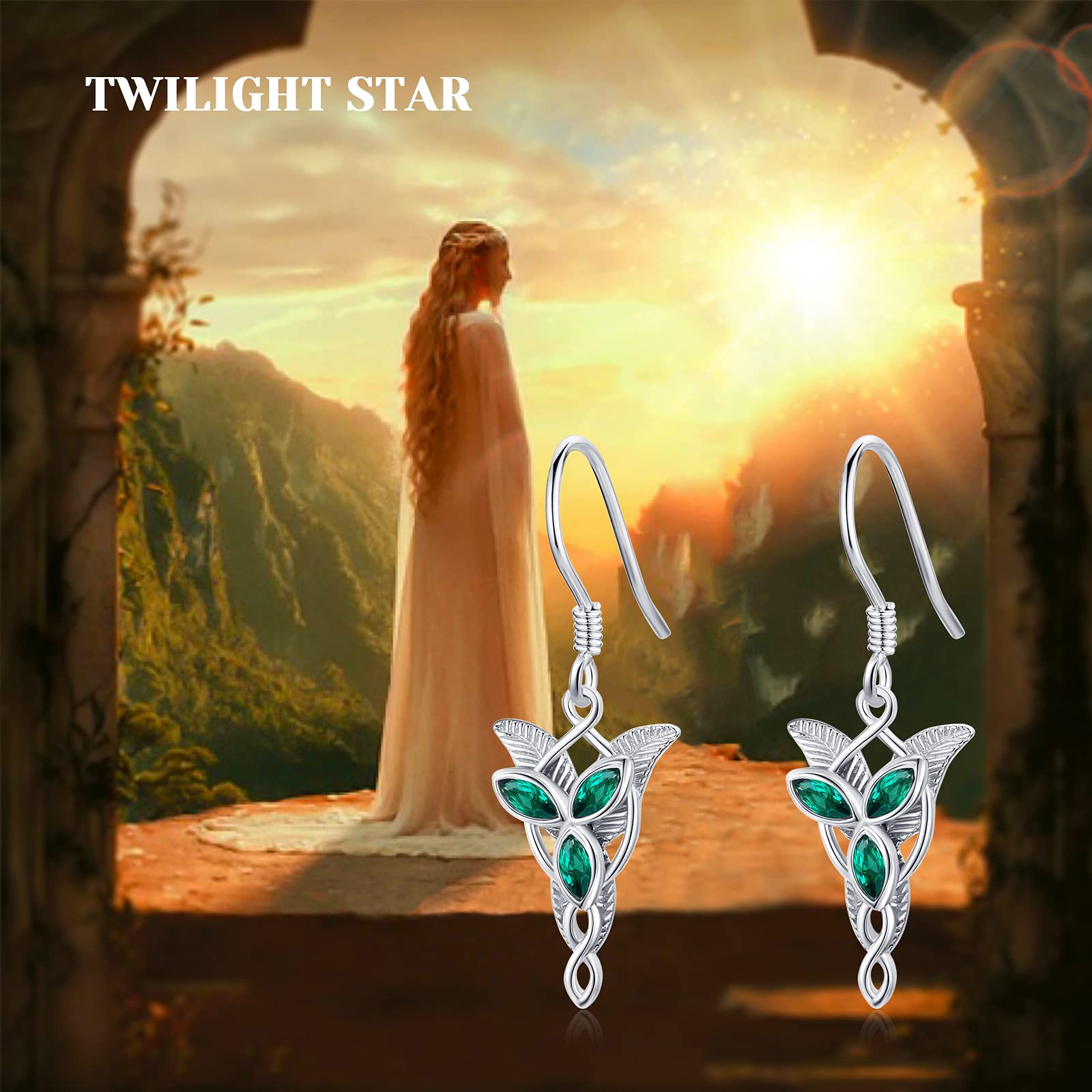 Pendientes de plata de ley 925 con diseño de estrella de Arwen Evenstar, joyería Hobbit, regalo para mujeres, hombres y niñas