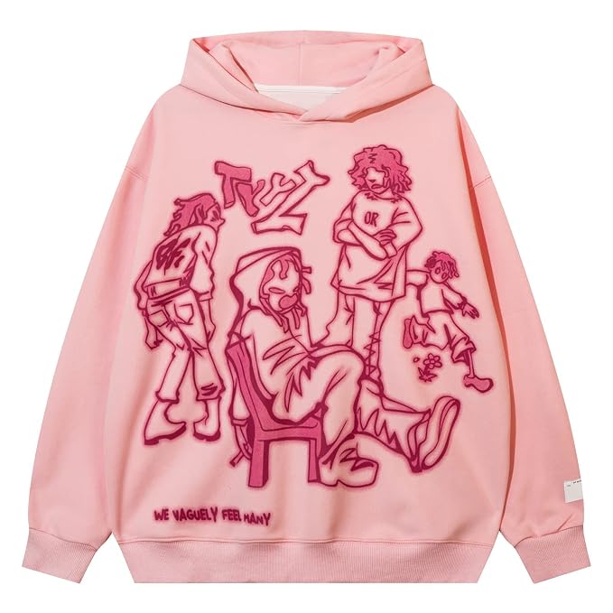 Buy YEOU Women Star Letter Print Zip Up Loose Hoodies Y2K Retro