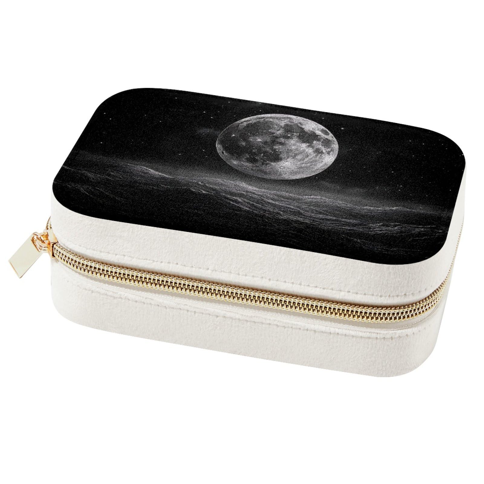 Boîte à bijoux de voyage lune et ciel nocturne pour bagues et colliers