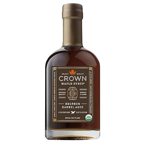 Jarabe de arce de grado A Crown Maple orgánico Bourbon Barrell añejo 127 onzas Jarabe de arce de grado A Crown Maple orgánico Bourbon Barrell añejo 127 onzas