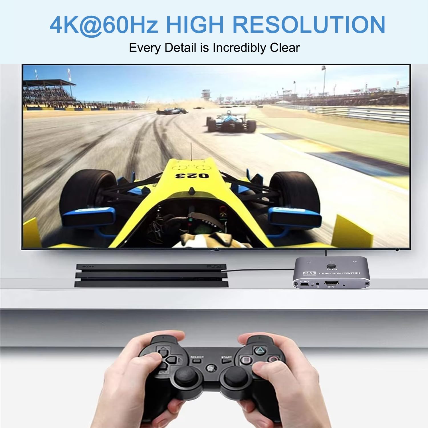 Interruttore HDMI 4K a 60Hz, 3 porte HDMI Switch 3 in 1 Out con telecomando IR, supporto 4K, 3D, 1080P, HDMI 2.0, HDCP 2.2, Ultra HD per HDTV, PS4/5, console di gioco, ecc