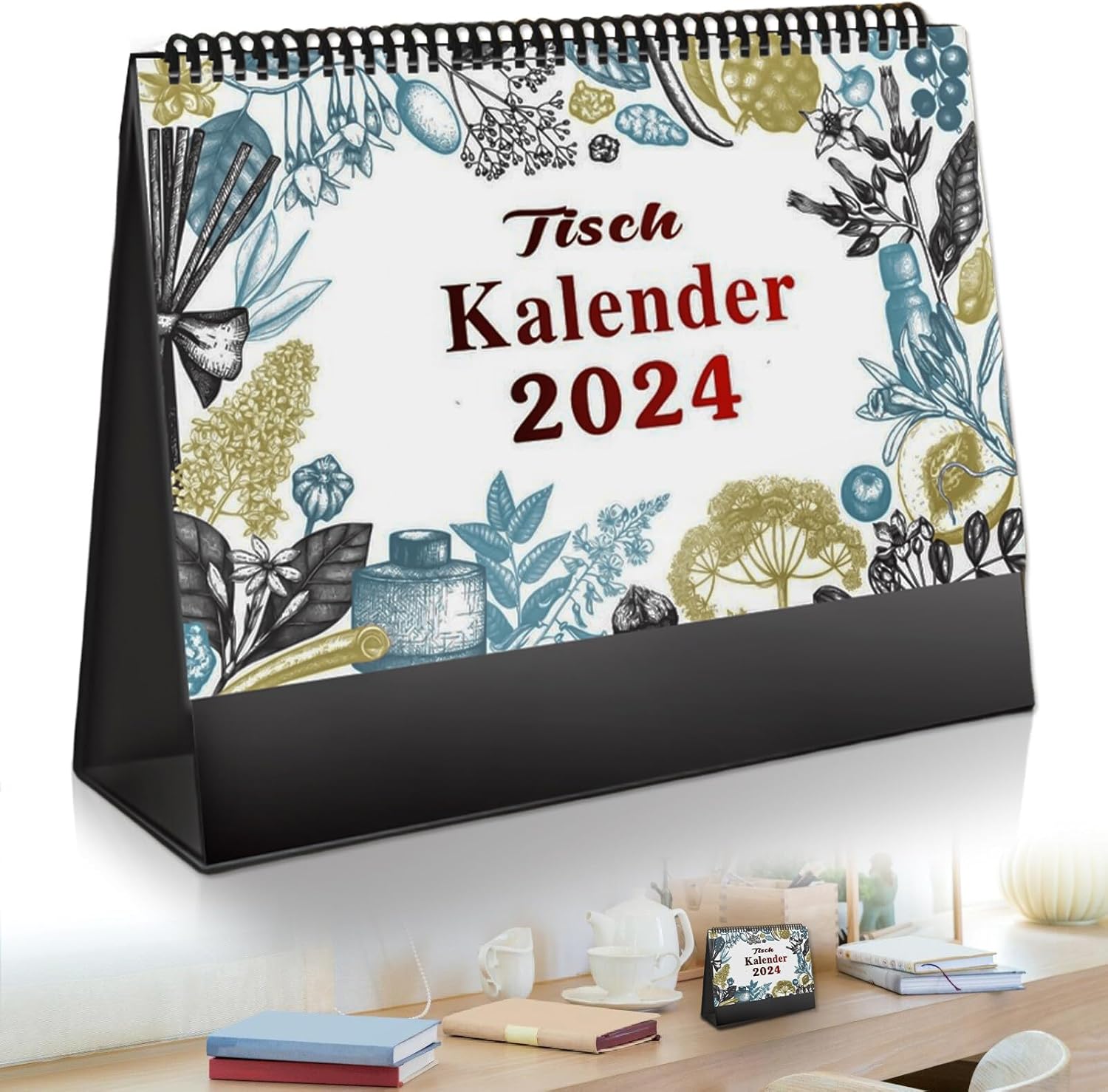 Tischkalender 2024: 17.5 * 16 cm Kalender 2024, Querkalender 