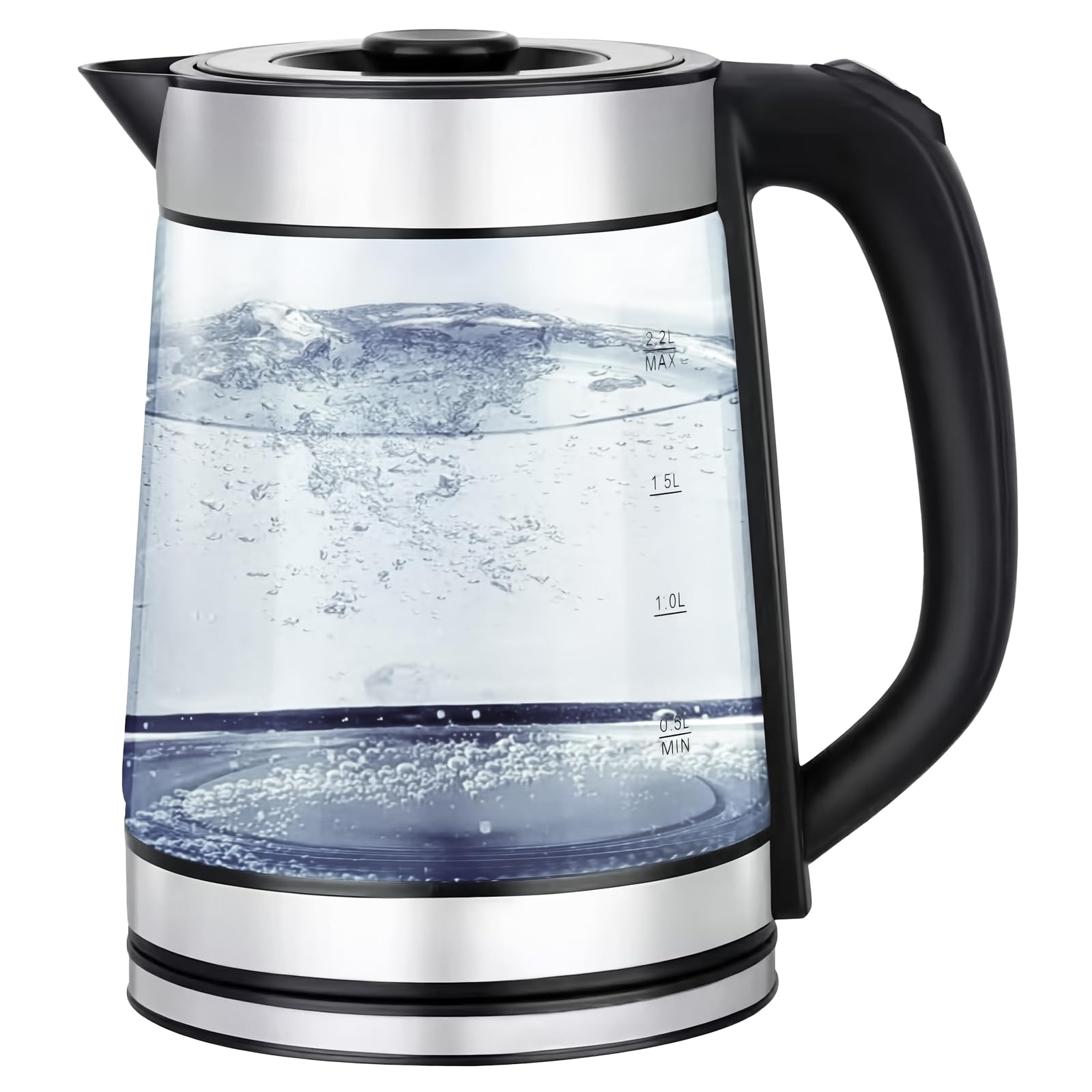 2.2L Electric Tea Kettle, 1500W Fast Boil Electric Hot Water Kettle with Automatic Shut Off, Removable Lid, Boil-Dry Protection Portable Kettle for Coffee and Tea