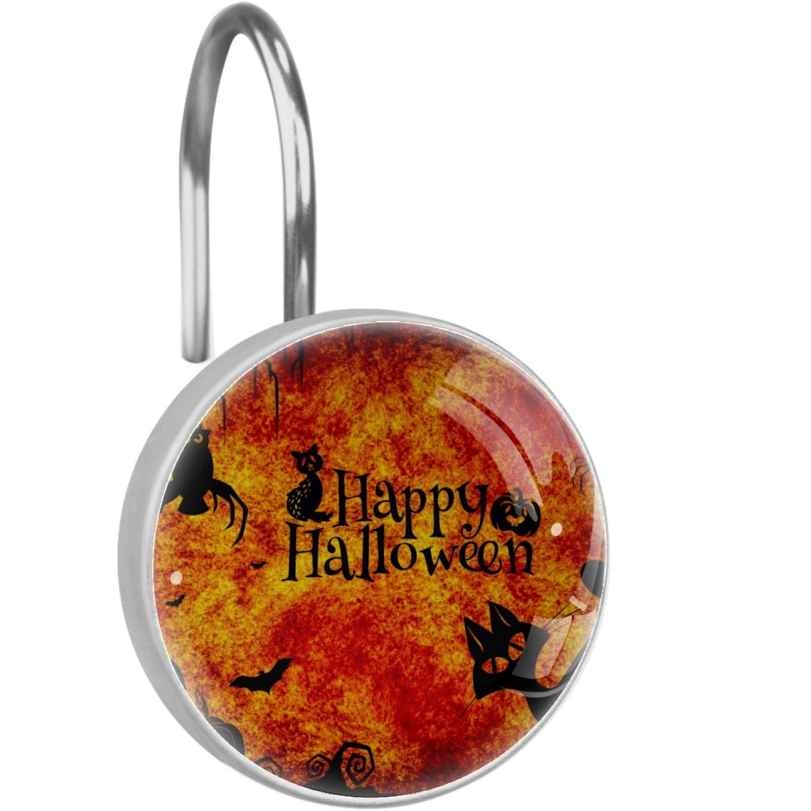Crochets pour rideau de douche acier inoxydable anneaux suspension Halloween salle bain