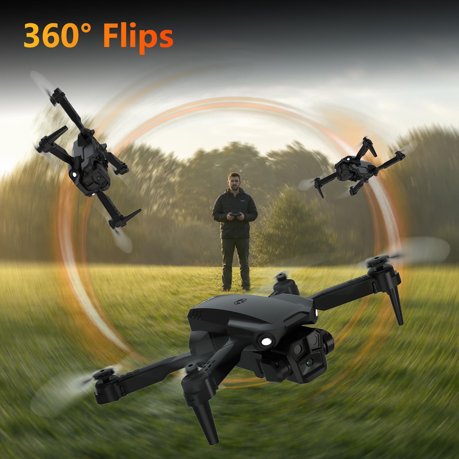 Drone avec caméra 1080P pour adultes, Drones RC avec télécommande à écran