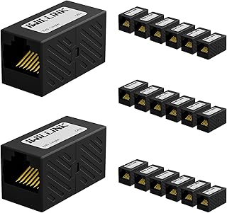 iwillink 20-Pack Cat6 RJ45 Ethernet Coupler, Female to Female RJ45 Connector for Cat6/Cat5e/Cat5 Ethernet Cable, Extender Adapter, Black
