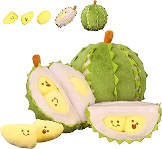 CHDBLOCK Creative Detachable Durian Plush Toy, Decompression Plush Toy, Durian Plush Pillow, Fruit Plush Toy, Cute Peeling...