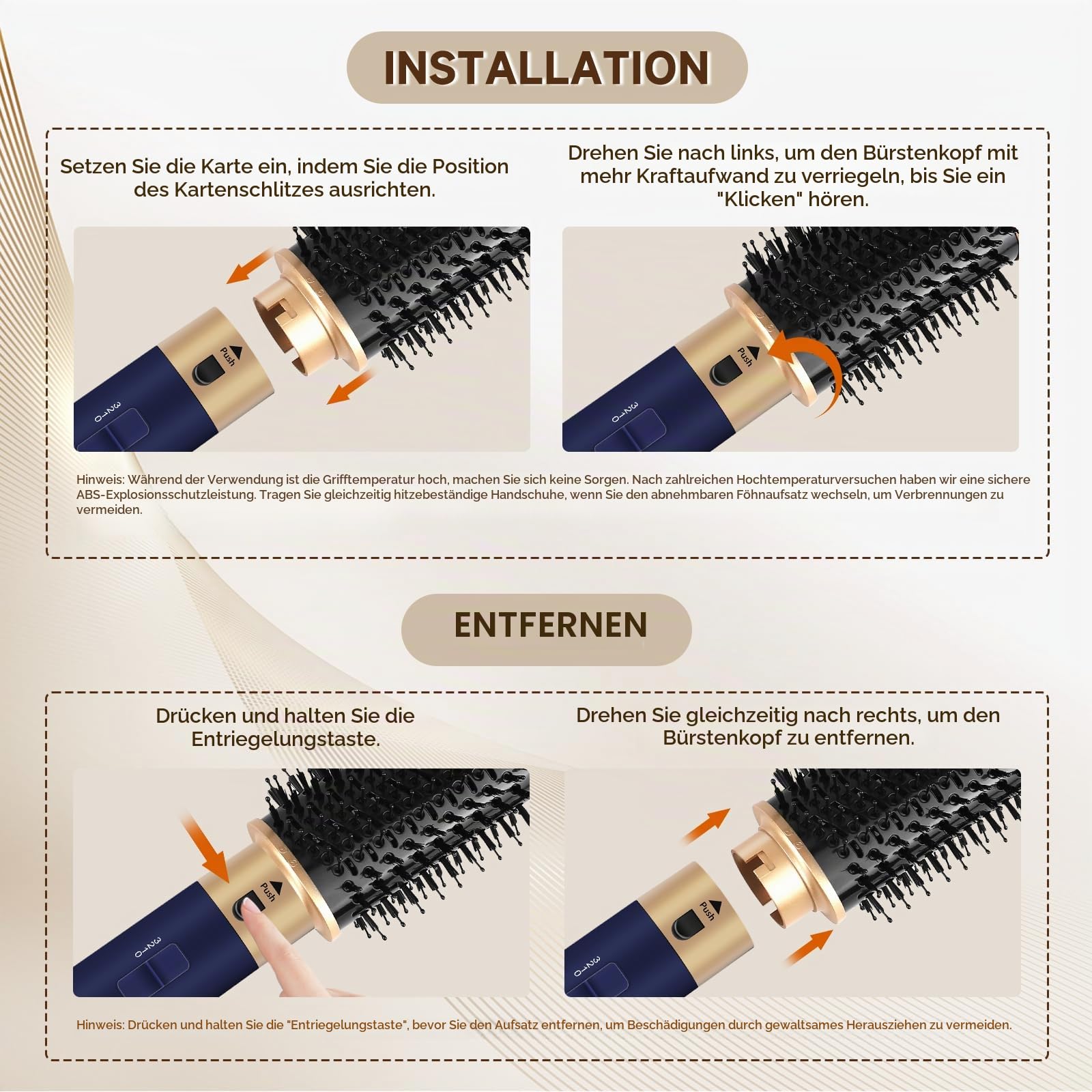 Hair Styler 6 in 1, Airstyler Haarstyler Set 1000W, Rundbürstenföhn, WarmluftbürsteFöhnbürste Automatischer Luft-Lockenstab, Haarglätter Bürste Volumenbürste, Haarglätter Bürste für Alle Haartypen