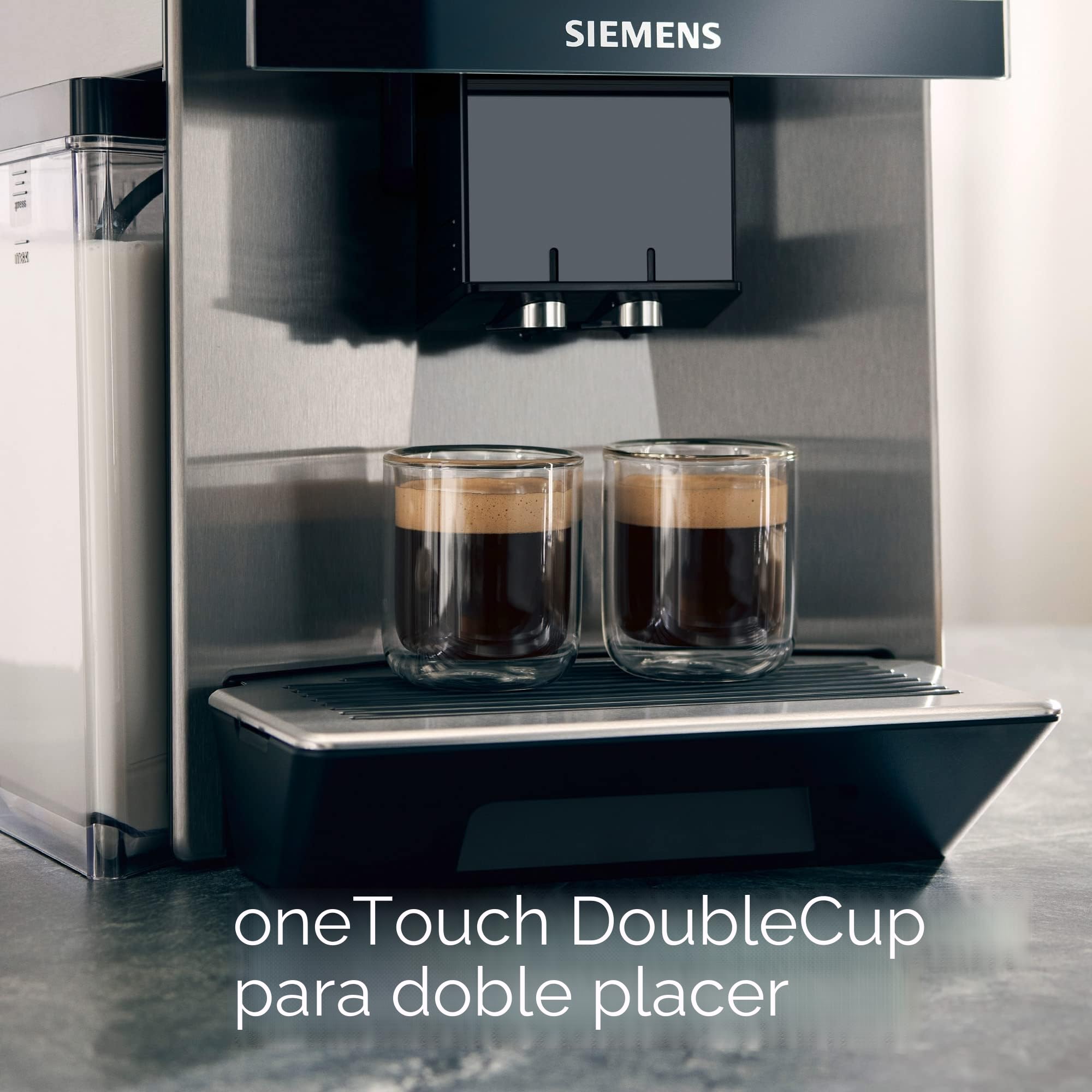 Siemens Máquina automática de café EQ900 TQ903D03, control por aplicación, pantalla táctil intuitiva, modo barista, AromaBoost, reducción de ruido, trituradora premium, limpieza automática de vapor,