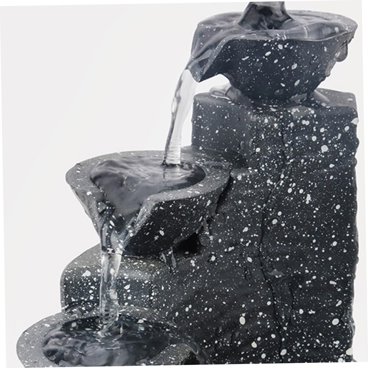 Fuente Decorativa de Agua Artificial Pequeña, Adorno de Cascada ABS Negro