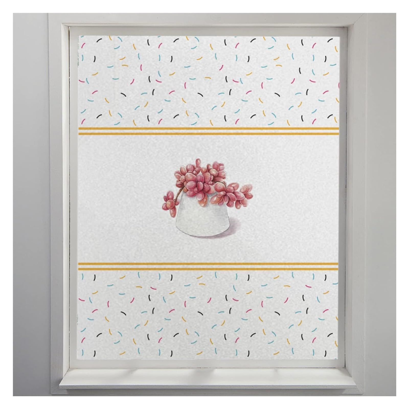 window film， Red Plant Print Privacy for Glass Windows No Glue Static Frosted Window Opaque for Home Films(60x200cm)