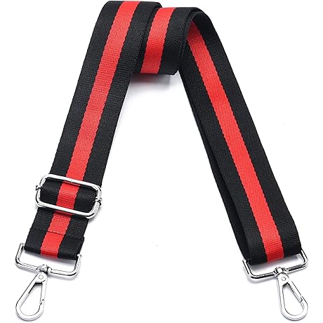 Red and Black Purse Strap - Wide Adjustable Replacement Crossbody Strap for Your Favorite Bags