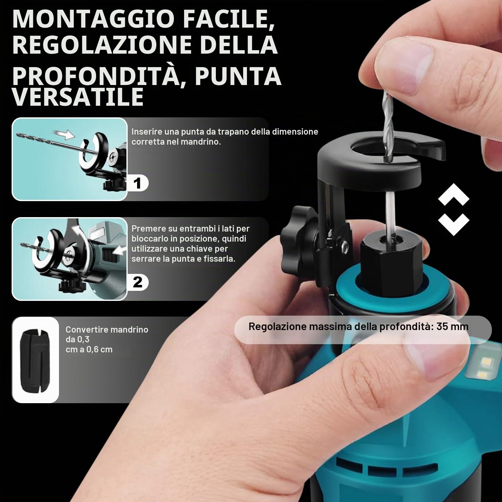 Taglierina per Cartongesso Senza Fili per Makita 18 V Batteria, Taglierina Rotante a Batteria 18 V, Sega da Taglio per Cartongesso, 3 Velocità 20000/25000/30000 rpm, Luce LED, Profondità Regolabile