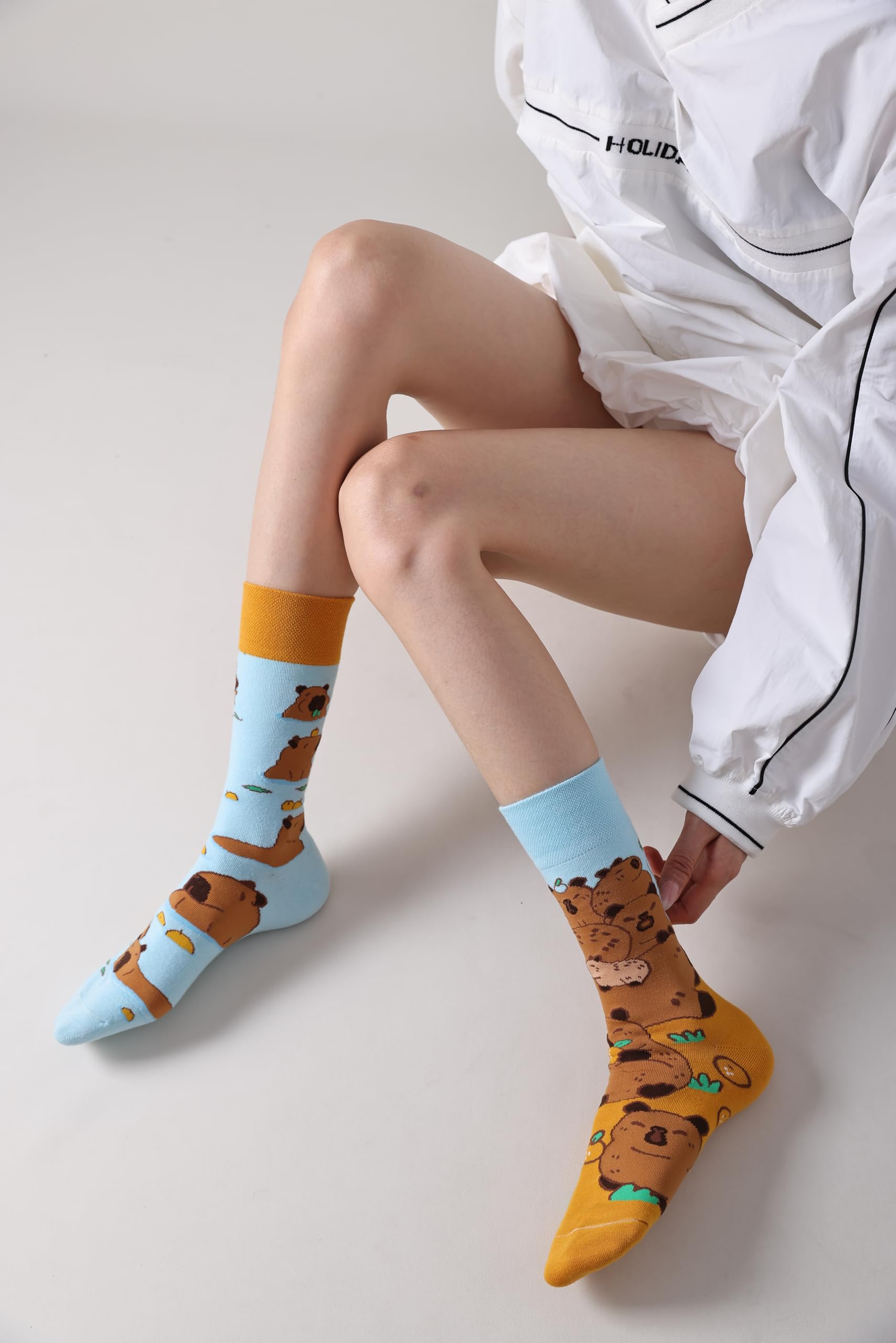 NxnChc Calcetines Divertidos Unisex para Mujer y Hombre con Diseños Asimétricos en Par - Temas Animales, Comida, Fruta, Deporte y Arte en Algodón - Ideal para Regalos - 5