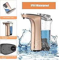 Vista 4 de Dispensador Automático de Jabón, PZOTRUF Sin Tocar 17oz/500ml con Sensor Infrarrojo Mejorado, 5 Niveles Ajustables de Dispensación de Jabón Líquido