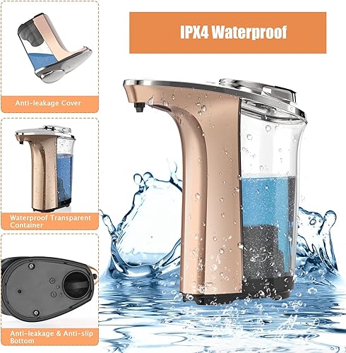 Miniatura 4 de Dispensador automático de jabón, 17 onzas líquidas sin contacto con sensor infrarrojo mejorado, 5 niveles de dispensación de jabón ajustables,