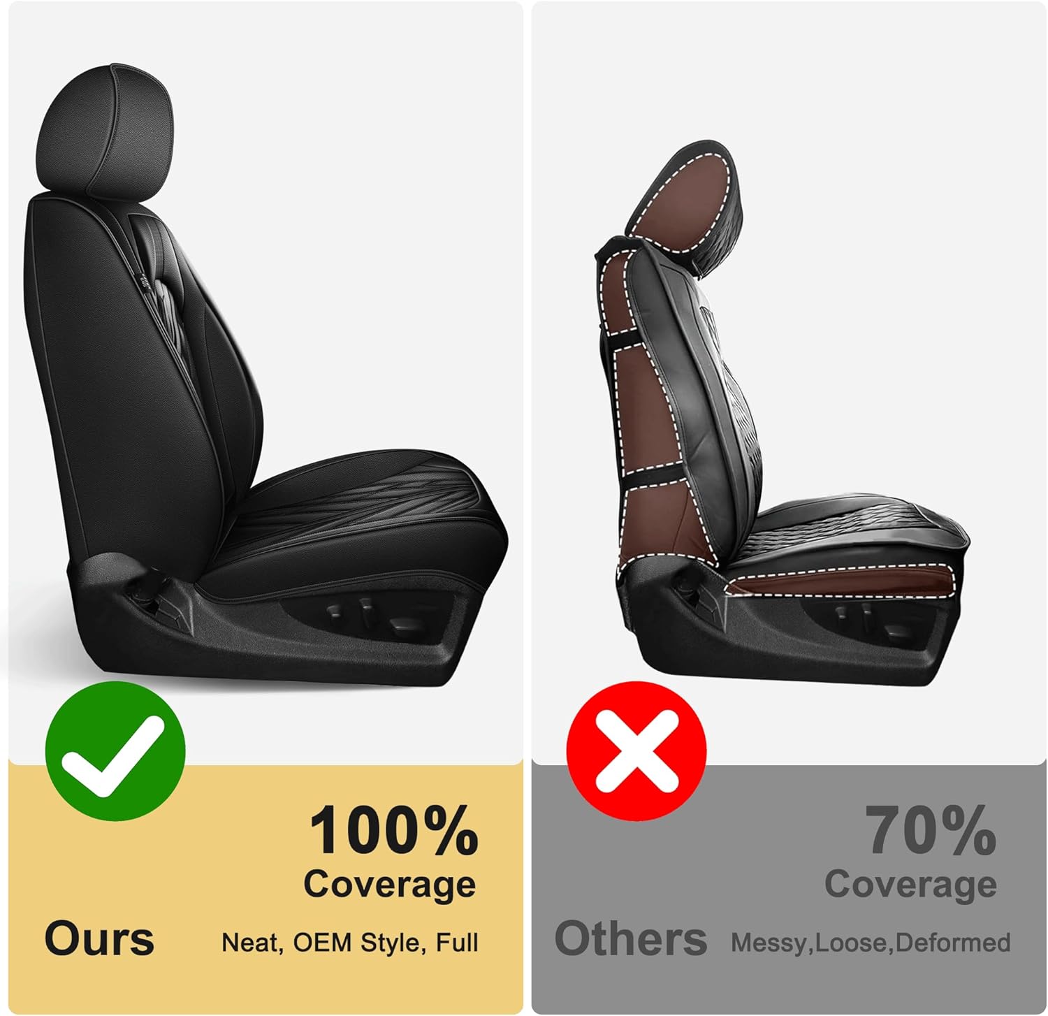 TTX LIGHTING Seat Covers Fit for Toyota Tacoma: 2005-2023 Full Set Truck Car Seat Covers Double Crew Cab Faux Leather Pickup Automotive Seat Cushion Protectors(5 Seats, Black)