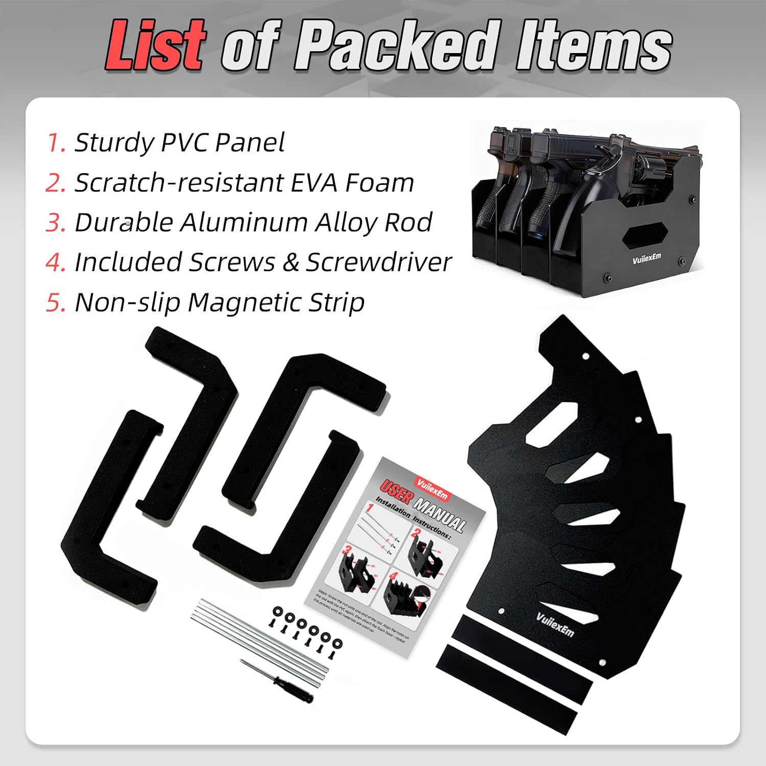 Foam Pistol Rack for Gun Safe Handgun Holder Gun Storage Organizer Firearm Revolver Pistol Rack Gun Safe Accessories