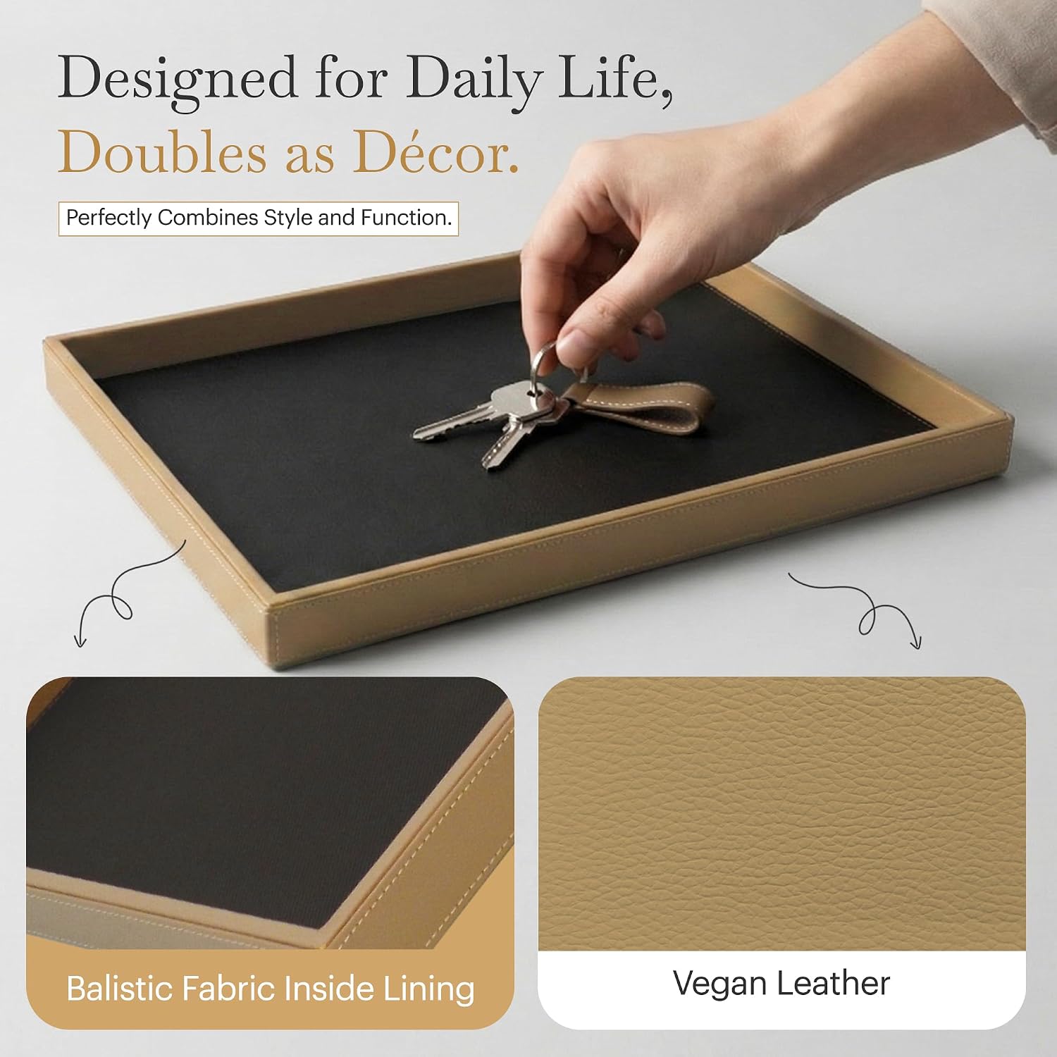 Rikan Vegan Leather Tray With Durable Build & Smooth Finish- Desk Paper Tray Provides Structured Storage & Neat Surface For Workspace Organization- Letter Trays For Office, Home Storage & Hotel Setups