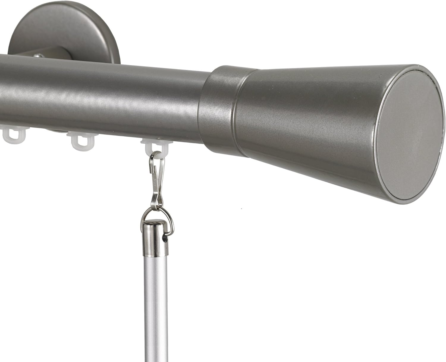 Tekno 25 Linea 1-1/8 Inch Diameter Single Traverse Window Curtain Rod Set, 96 Inch, Black