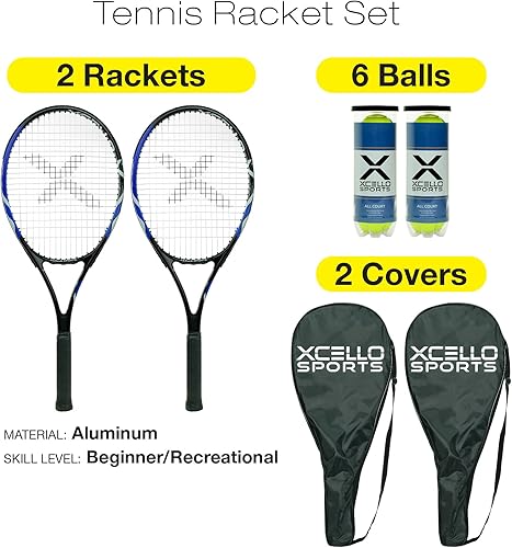 Miniatura 2 de Juego de raquetas de tenis de aluminio para 2 jugadores, incluye dos raquetas. Seis pelotas de cancha y dos fundas de transporte, disponibles en 23"
