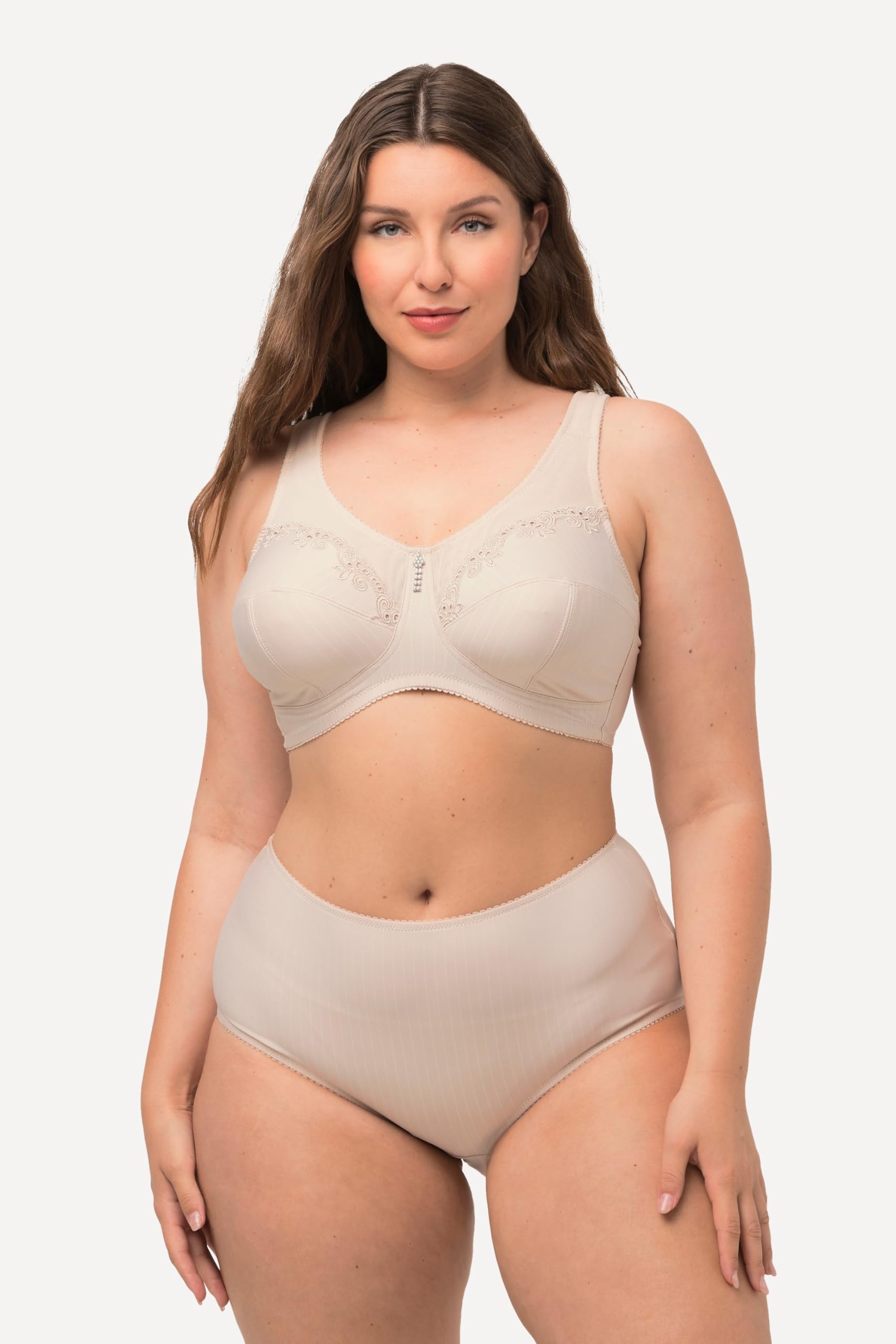 Ulla Popken Femme Grandes Tailles Soutien-Gorge de Maintien sans Armatures, Pendentif en Strass 658495