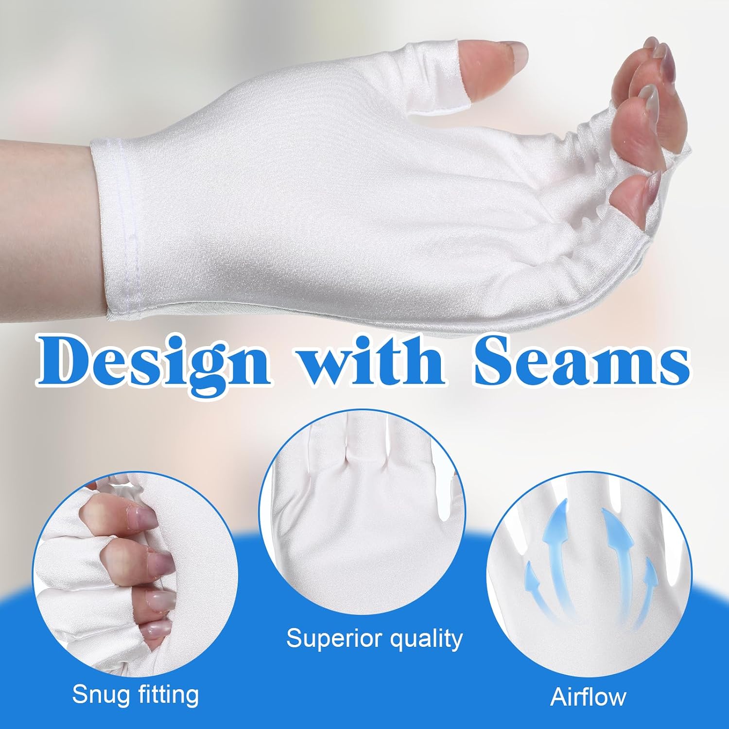 2 Pairs UV Gloves for Gel Nail Lamp, UV Protection Glove for Women Professional Fingerless UVs Light Protection Gloves Anti UVs Glove for Gel Nail Lamp Art Skin Care Fingerless for Protecting Hands