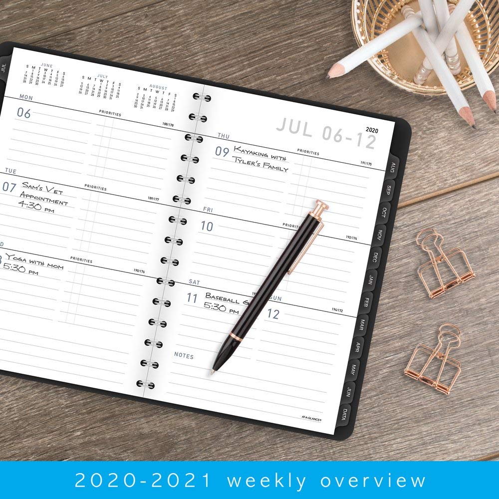 AT-A-GLANCE 2024 Weekly & Monthly Planner, 8-1/4" X 11", Large, Monthly Tabs, Faux