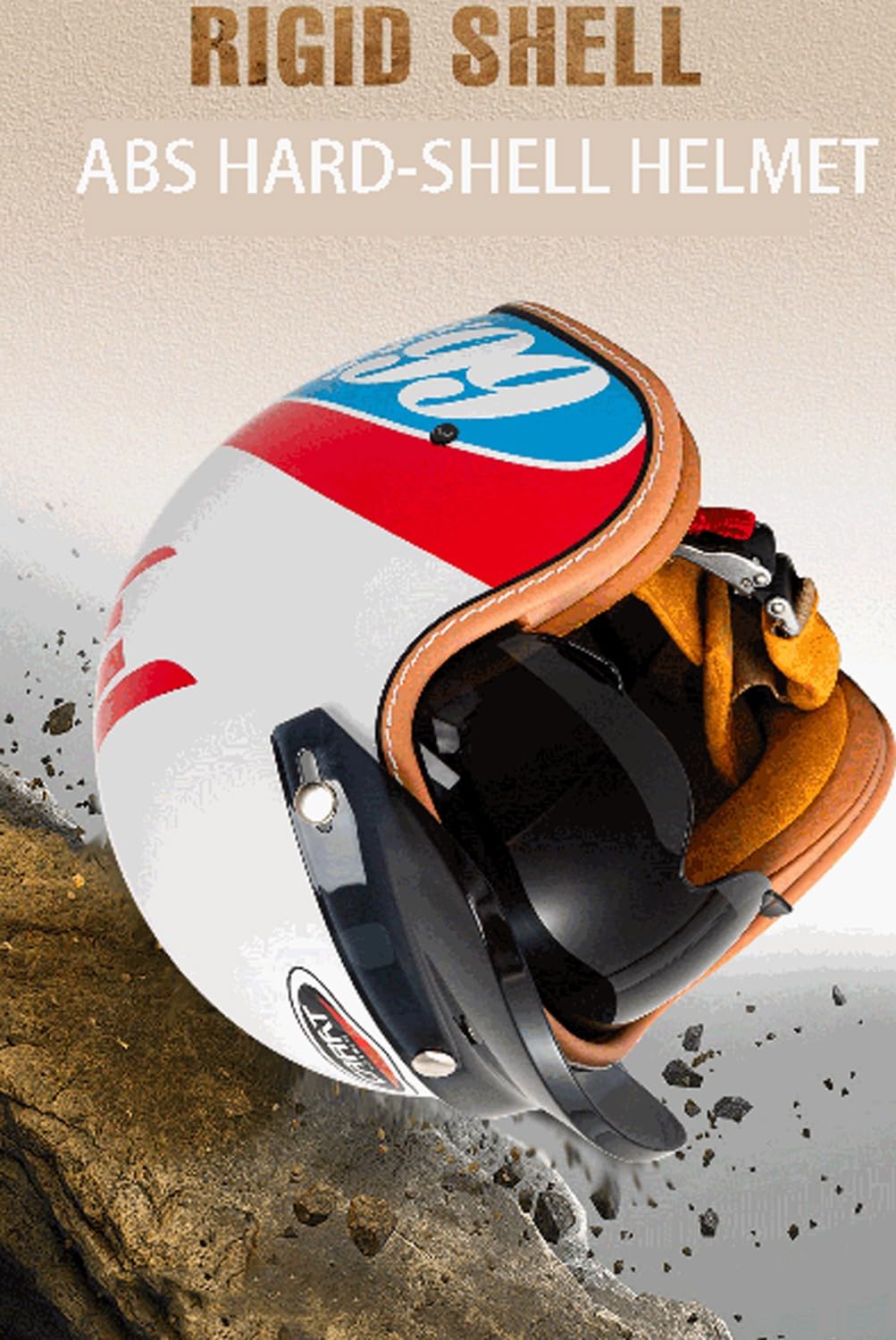 Retro 3/4 Motorrad Helm, Motorrad Open Face Helm, Jet Scooter Helm Rollerhelm, ECE Zertifizierung, Für Männer Und Frauen G,X-Large