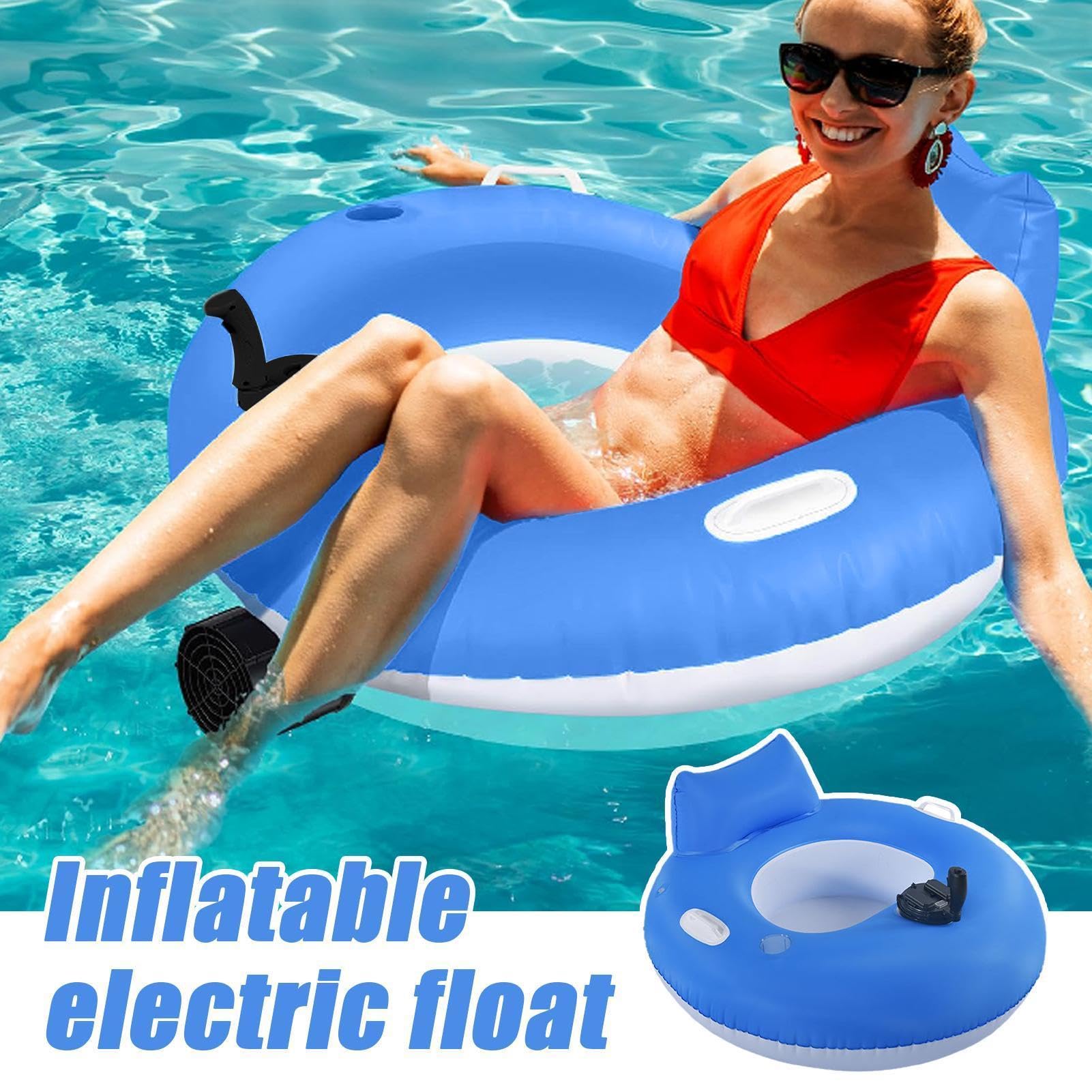 Elektrisches Poolfloß - PVC 101cm Aufblasbare Schwimmliege mit Antrieb | Wasser Liegestuhl Elektrisch Floating Tragbar Relax Liege für See Schwimmen Sonnenbaden Sommer Outdoor
