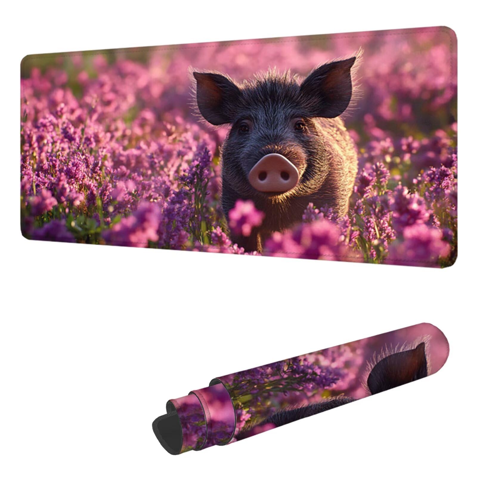 Tapis de Souris Animal Tapis Souris XXL 1200 x 600 mm, sous-Main Bureau avec Bords Cousus, Sanglier Mouse Pad avec Caoutchouc Etanche et Antidérapant, pour Le Bureau Et La Maison, Cadeaux H-3157