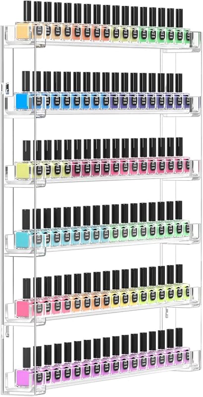 FEMELI Organizador de Parede em Acrílico para Esmaltes, 6 Prateleiras, 21,5 x 21,3 x 5,08 cm