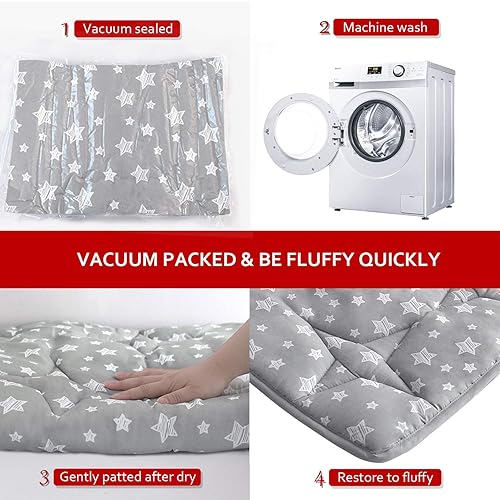 Miniatura 6 de Tapete hexagonal compatible con corralito Bend River Baby Playpen, tapete hexagonal para corralito, antideslizante y acolchado, gris con estampado