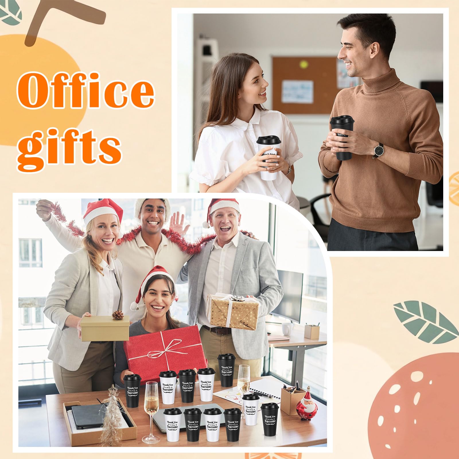 Suclain 48 tazze di ringraziamento per i dipendenti, tazze da caffè in plastica da 473,6 ml, con coperchio, con scritta "Thank You for Being Awesome", regalo per il personale di Natale, collega e