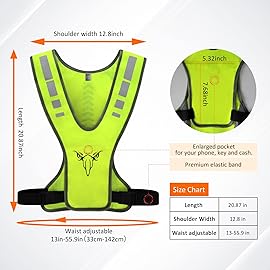 TCCFCCT Reflective Running Vest for Men Women Kids, High Visibility Reflective Safety Running Gear for Running, Jogging, Biking, Cycling and Dog Walking at Night, Adjustable Waist, Yellow 2022