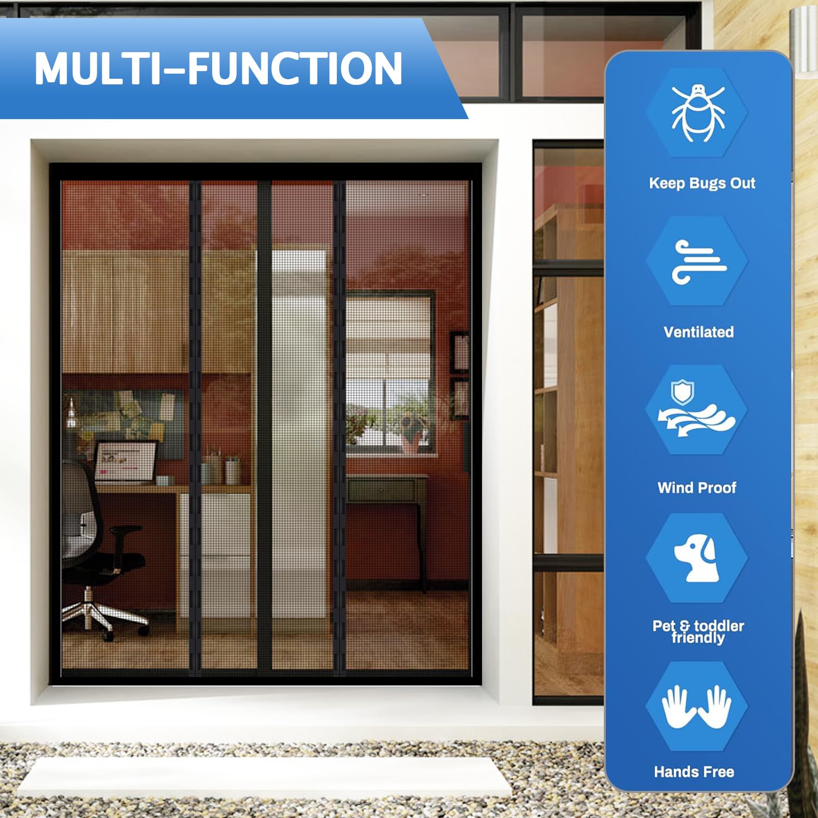 Mosquitera Puerta Magnética Hecha a Medida – Cortina Mosquitera Personalizable para Puertas Exteriores, Balcones y Terrazas – Cierre Automático por Imanes – Protección Total contra Insectos