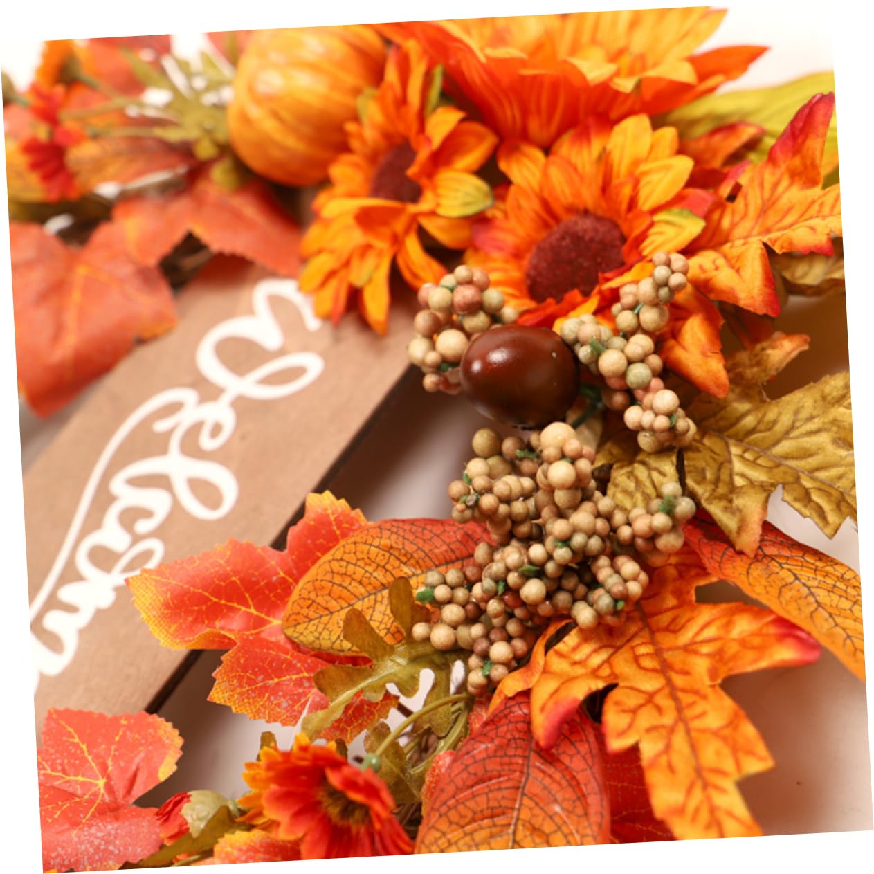 Sonnenblumen Herbstkranz für Türdekoration, Orange