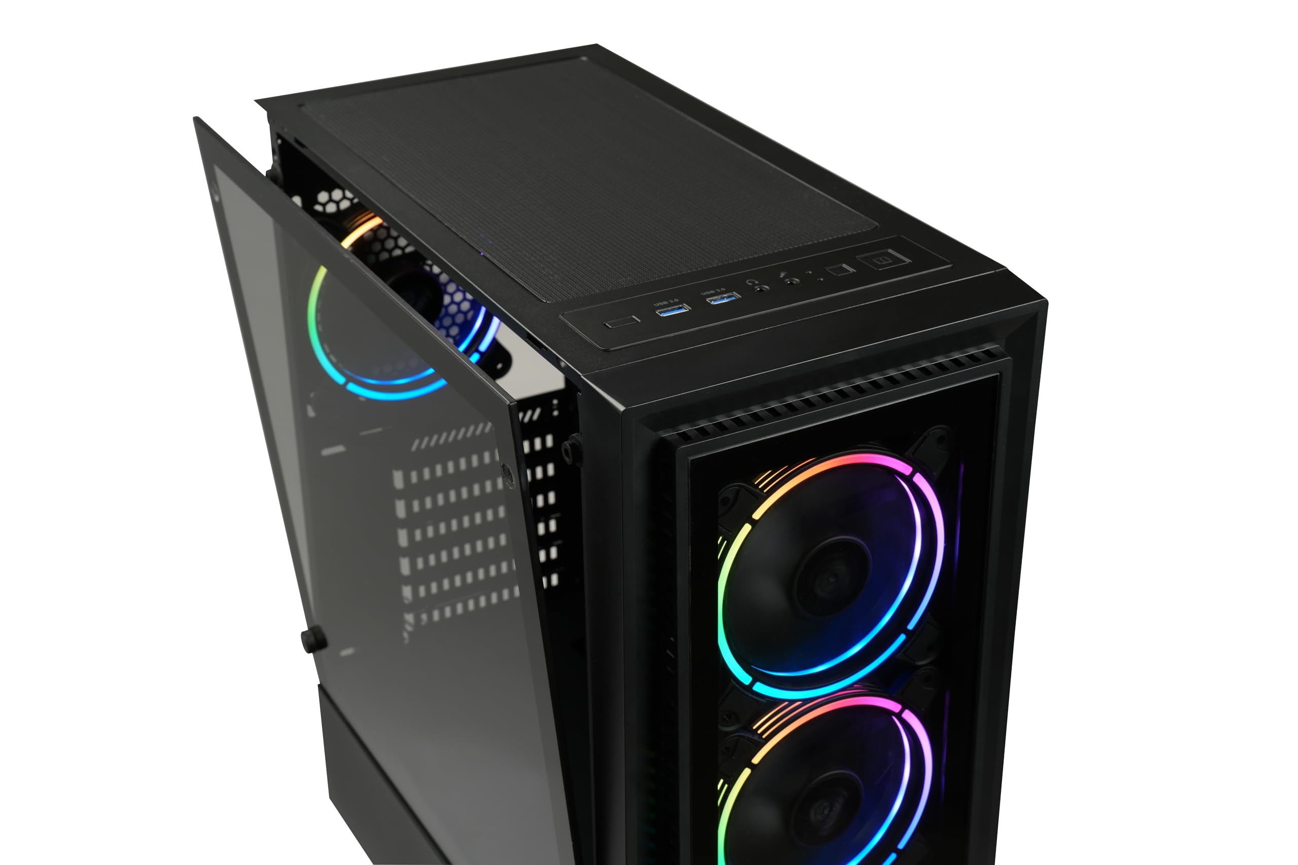 Enermax Starryfort SF30 ARGB Mid Tower Gaming PC Case in vetro temperato, include 4 ventole T.B. RGB A.D ARGB-12 cm PWM - 2 USB 3.0 1 USB 2.0, ECA-SF30-M0BB-ARGB