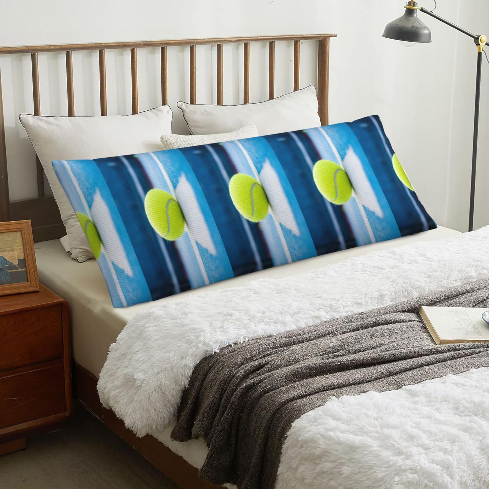 Tennis Ball Painting, Body Pillow Cover with Zipper,Long Body Pillowcase 20 x 60 in
