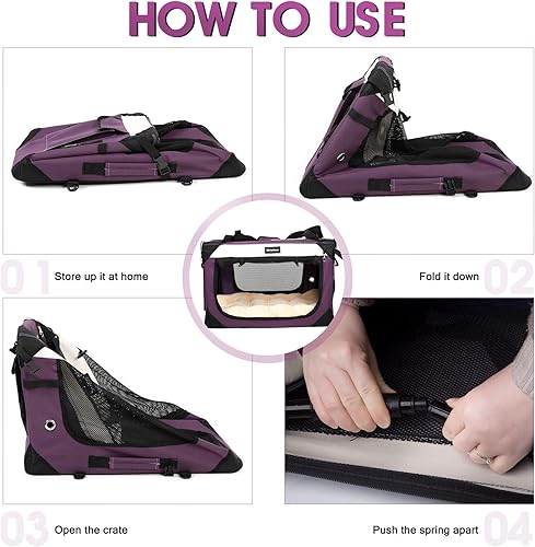 Miniatura 10 de Transportador grande para gatos, jaula de viaje plegable para perros, portátil, de lados suaves, con alfombrilla de felpa súper suave y cálida